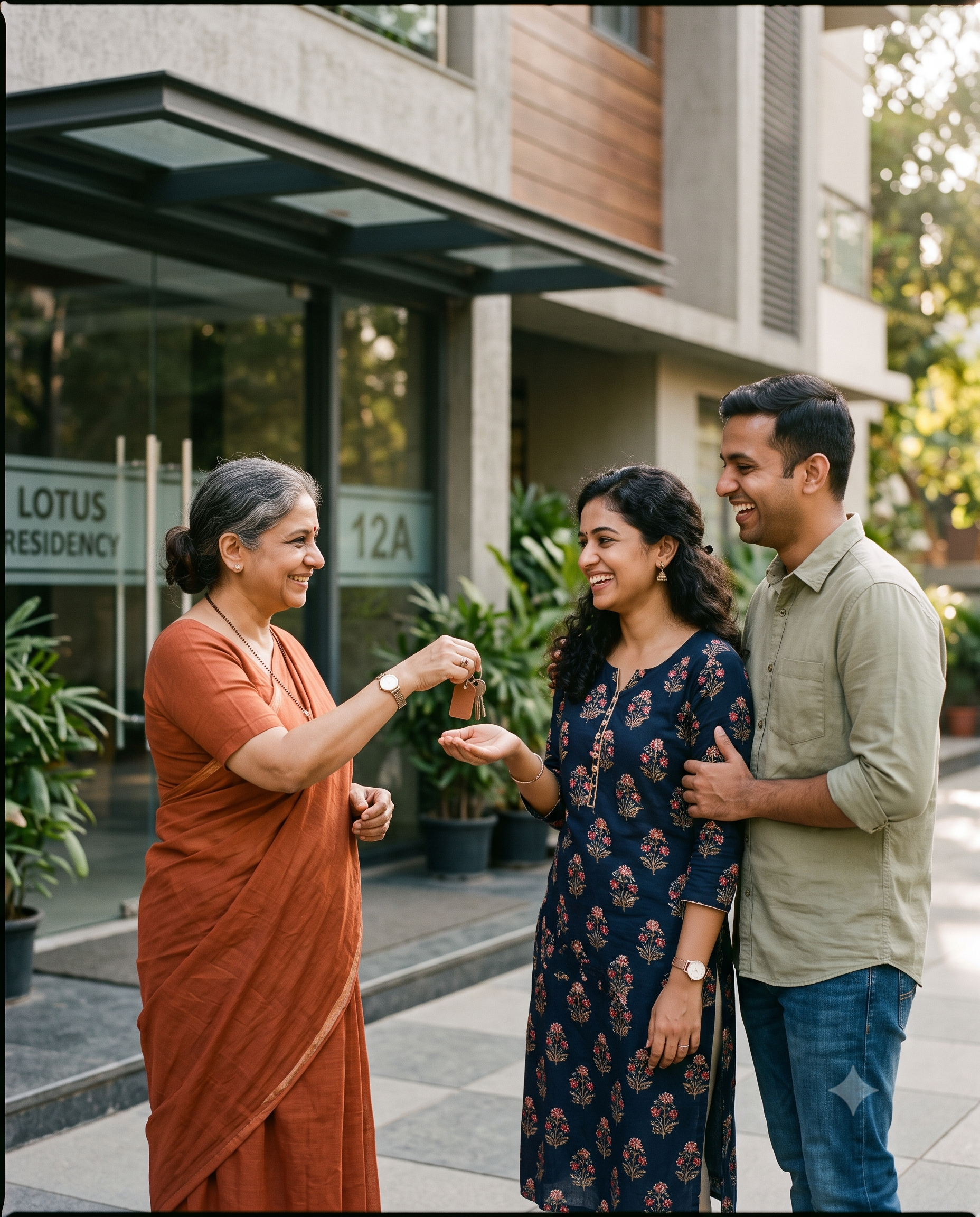 A tenant and owner exchanging keys